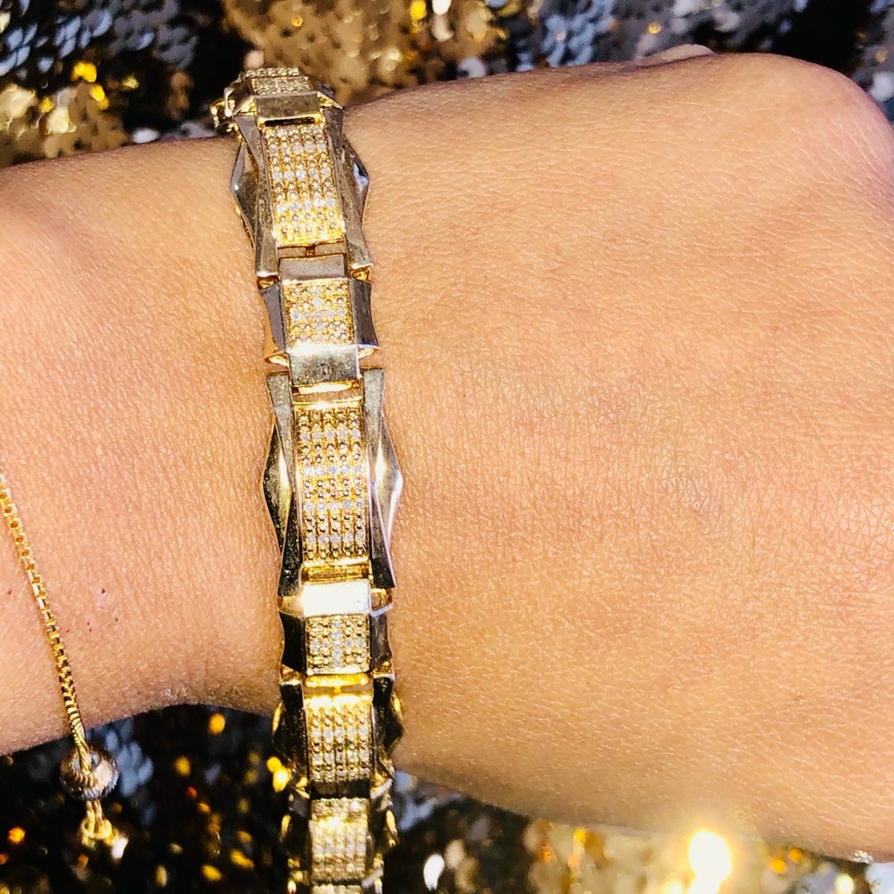 Beautiful custom made unbeatable REAL DIAMOND mens  bracelet not CZ 10k vermeil